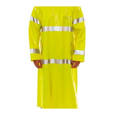Tingley Comfort-Brite Rain Coat, Mens, Small, Attached Hood, Silver Reflective Tape, Fluorescent Yllw C53122.SM